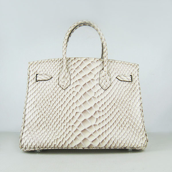 Replica Hermes Birkin 30CM Fish Veins Leather Bag Cream 6088 On Sale - Click Image to Close